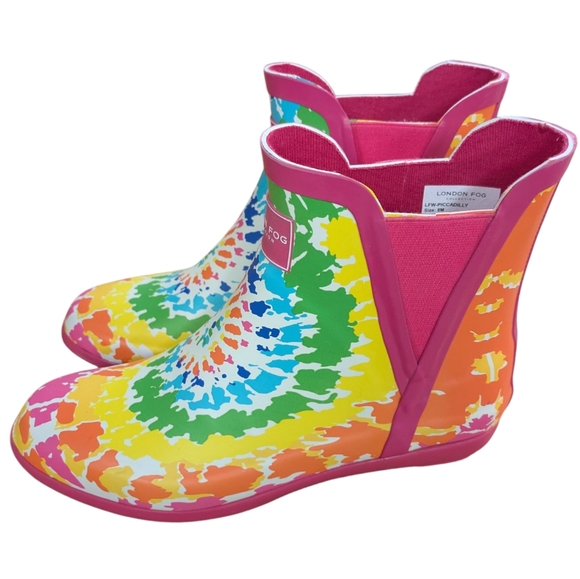 London Fog Shoes - London Fog Piccadilly Tie Dye Rainboots Size 8